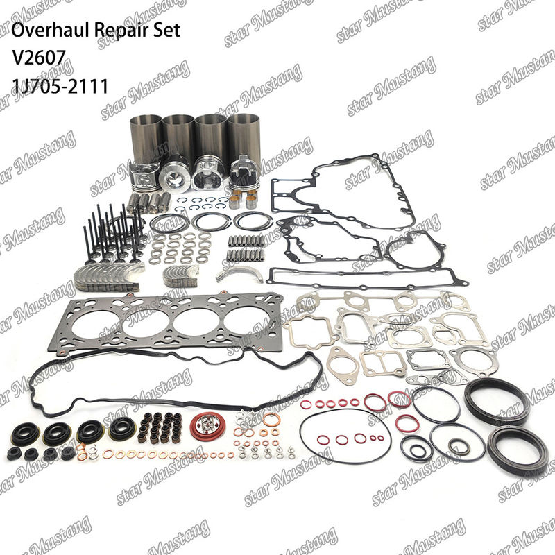 V2607 Kit de reparación y reconstrucción del cilindro de revestimiento de pistón con pin Kit de válvulas asiento de válvulas guía Kit de juntas para Kubota