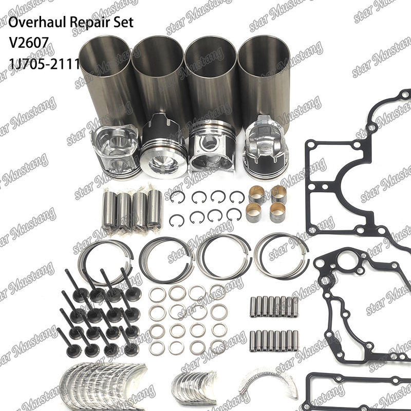 V2607 Kit de reparación y reconstrucción del cilindro de revestimiento de pistón con pin Kit de válvulas asiento de válvulas guía Kit de juntas para Kubota