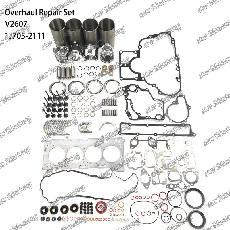 V2607 Kit de reparación y reconstrucción del cilindro de revestimiento de pistón con pin Kit de válvulas asiento de válvulas guía Kit de juntas para Kubota