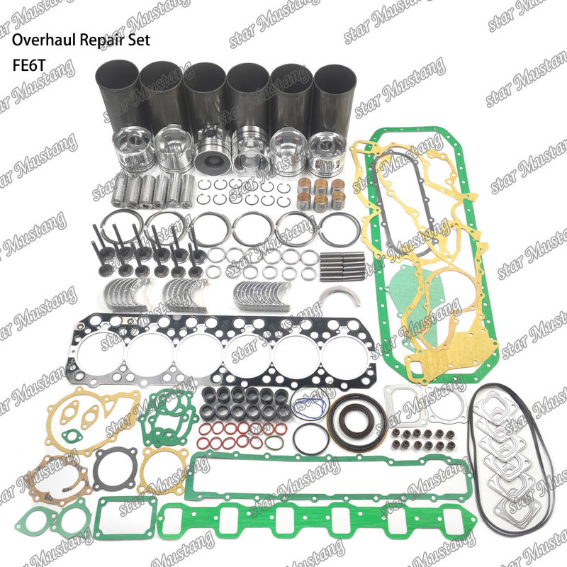 FE6 12V Kit de reparación de reparación de cilindro de revestimiento de pistón Kit de juntas Kit de guía del asiento de la válvula rodamiento principal rodamiento de barra con rodamiento para Hino