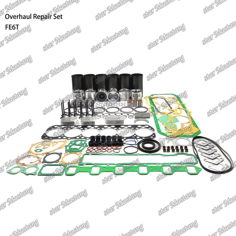 FE6 12V Kit de reparación de reparación de cilindro de revestimiento de pistón Kit de juntas Kit de guía del asiento de la válvula rodamiento principal rodamiento de barra con rodamiento para Hino