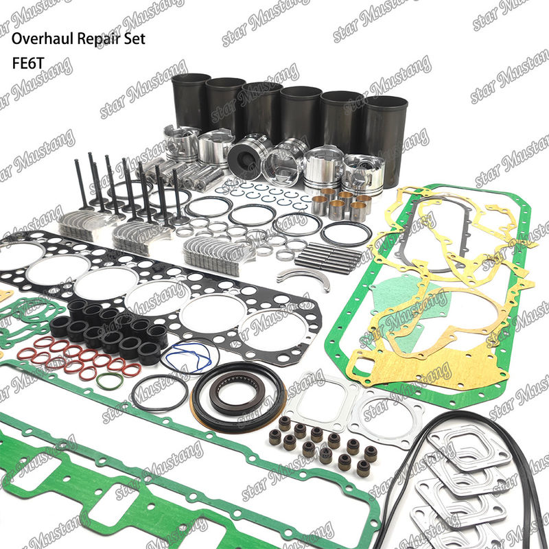 FE6 12V Kit de reparación de reparación de cilindro de revestimiento de pistón Kit de juntas Kit de guía del asiento de la válvula rodamiento principal rodamiento de barra con rodamiento para Hino