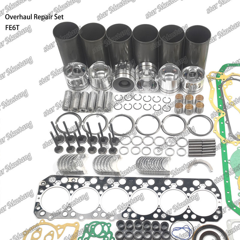 FE6 12V Kit de reparación de reparación de cilindro de revestimiento de pistón Kit de juntas Kit de guía del asiento de la válvula rodamiento principal rodamiento de barra con rodamiento para Hino