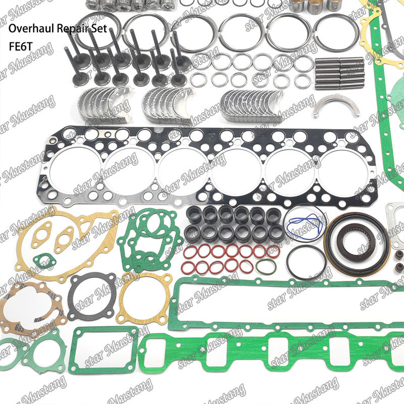 FE6 12V Kit de reparación de reparación de cilindro de revestimiento de pistón Kit de juntas Kit de guía del asiento de la válvula rodamiento principal rodamiento de barra con rodamiento para Hino