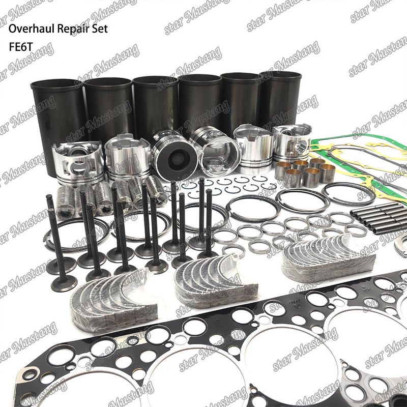 FE6 12V Kit de reparación de reparación de cilindro de revestimiento de pistón Kit de juntas Kit de guía del asiento de la válvula rodamiento principal rodamiento de barra con rodamiento para Hino