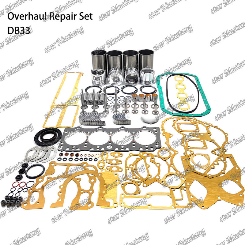 DB33 Kit de reparación de revisión de cilindro de revestimiento de pistón Kit de juntas Kit de guía del asiento de la válvula rodamiento principal rodamiento con varilla para Doosan