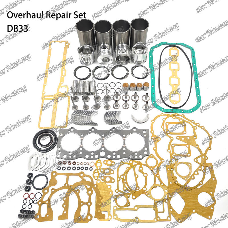 DB33 Kit de reparación de revisión de cilindro de revestimiento de pistón Kit de juntas Kit de guía del asiento de la válvula rodamiento principal rodamiento con varilla para Doosan