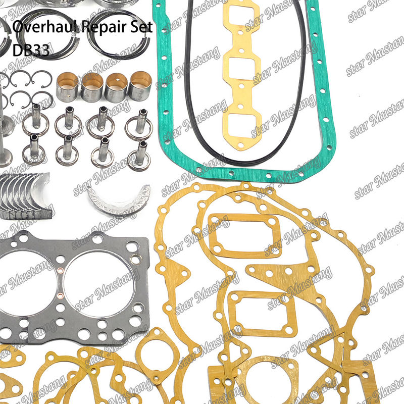DB33 Kit de reparación de revisión de cilindro de revestimiento de pistón Kit de juntas Kit de guía del asiento de la válvula rodamiento principal rodamiento con varilla para Doosan