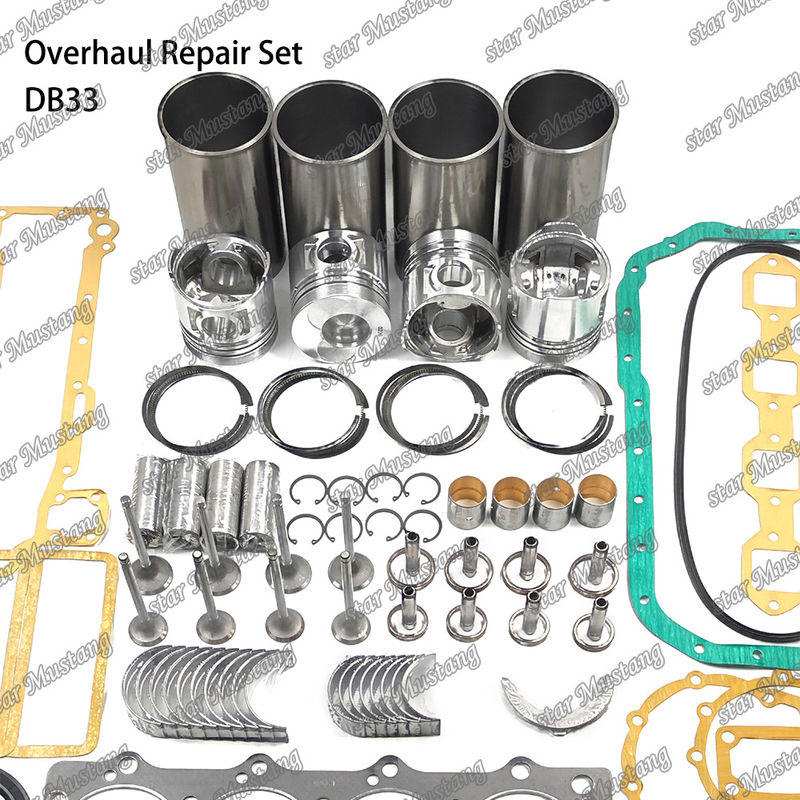 DB33 Kit de reparación de revisión de cilindro de revestimiento de pistón Kit de juntas Kit de guía del asiento de la válvula rodamiento principal rodamiento con varilla para Doosan