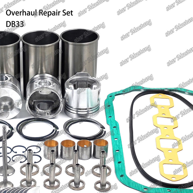 DB33 Kit de reparación de revisión de cilindro de revestimiento de pistón Kit de juntas Kit de guía del asiento de la válvula rodamiento principal rodamiento con varilla para Doosan
