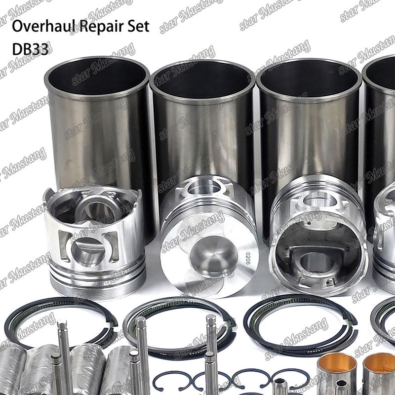 DB33 Kit de reparación de revisión de cilindro de revestimiento de pistón Kit de juntas Kit de guía del asiento de la válvula rodamiento principal rodamiento con varilla para Doosan
