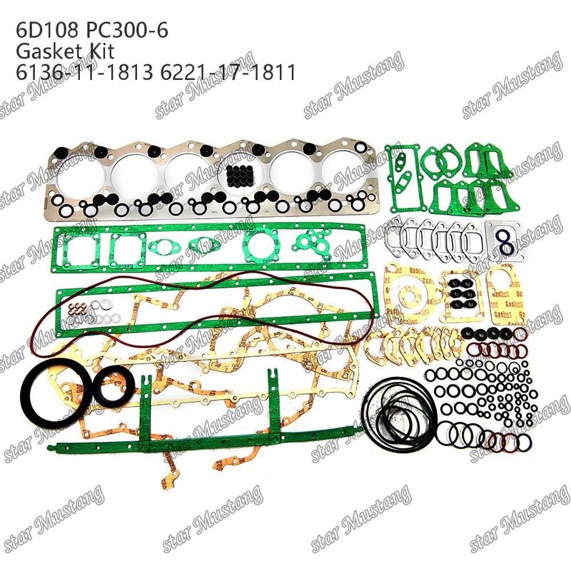 Conjunto completo de juntas 6D108 PC300-6 6136-11-1813 6221-17-1811 Conjunto de juntas para reparación de piezas de motores Komatsu