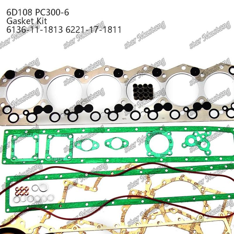 Conjunto completo de juntas 6D108 PC300-6 6136-11-1813 6221-17-1811 Conjunto de juntas para reparación de piezas de motores Komatsu