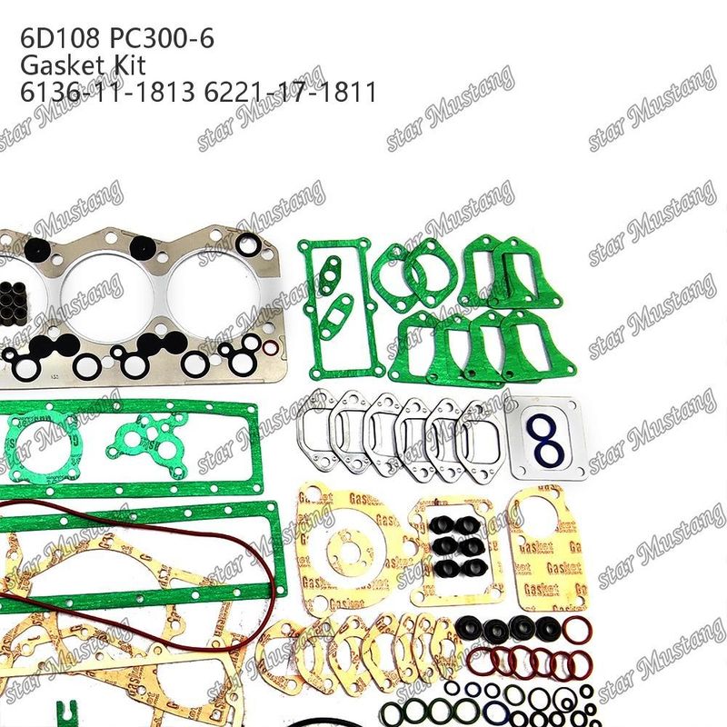 Conjunto completo de juntas 6D108 PC300-6 6136-11-1813 6221-17-1811 Conjunto de juntas para reparación de piezas de motores Komatsu