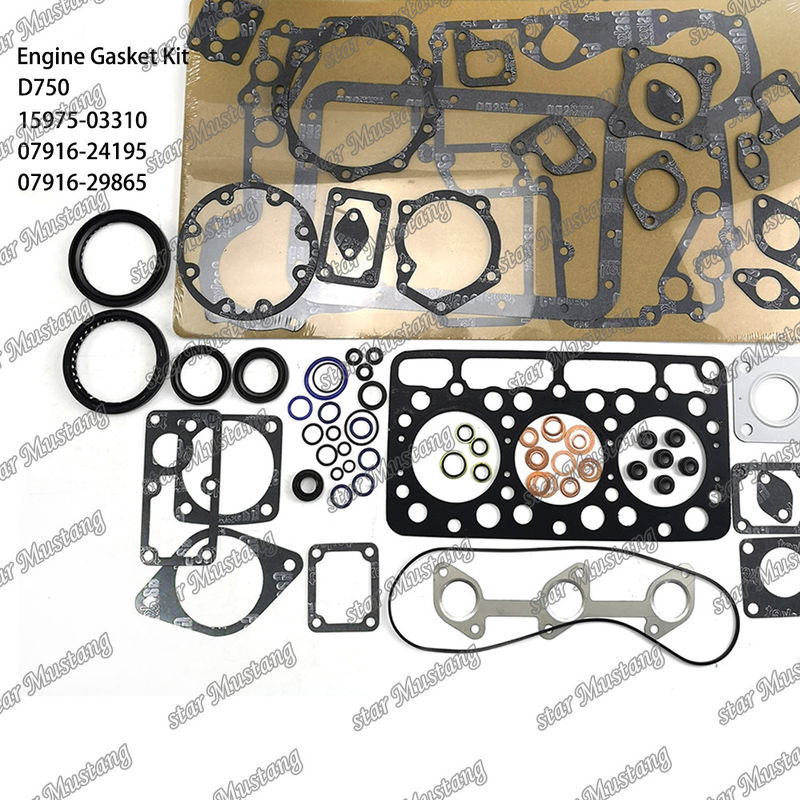 D750 Conjunto de juntas completas Junta de juntas de cabeza 15975-03310 superior 07916-24195 inferior 07916-29865 adecuado para Kubota
