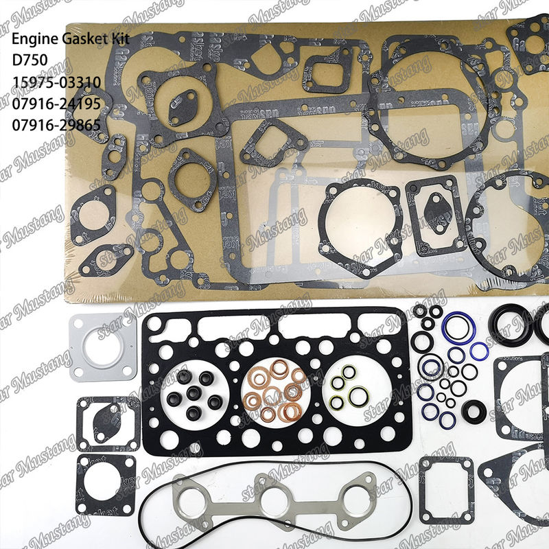 D750 Conjunto de juntas completas Junta de juntas de cabeza 15975-03310 superior 07916-24195 inferior 07916-29865 adecuado para Kubota